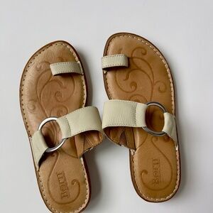 Born Tan Leather Sandals with Silver Ring